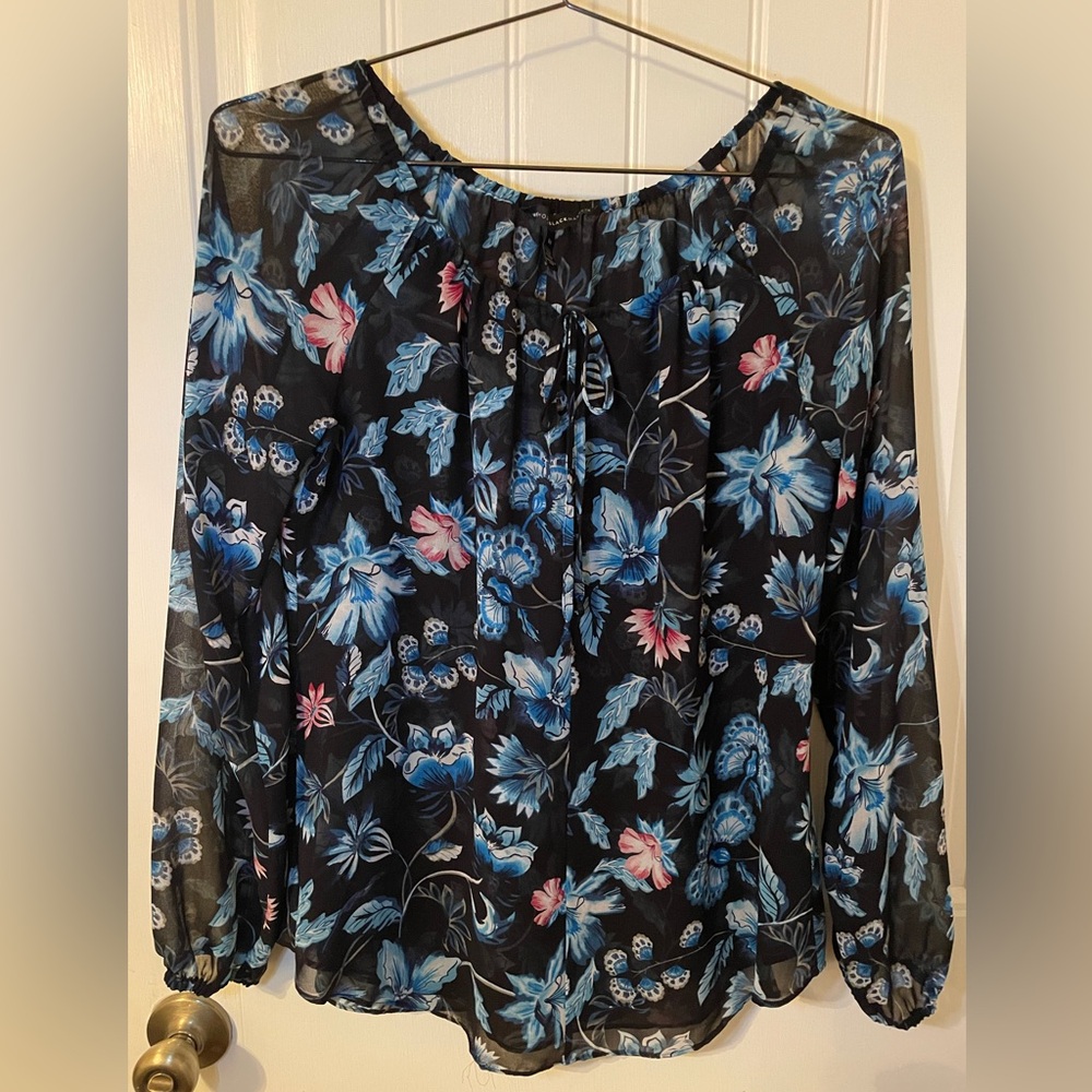 Floral White House Black Market Blouse